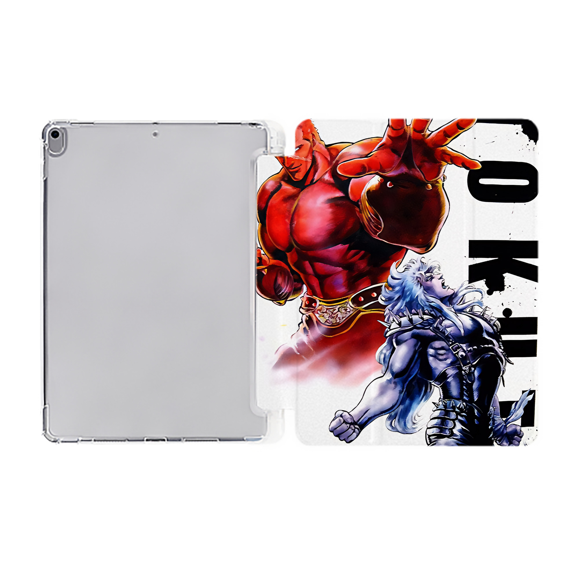 （画像用） 北斗の拳 Fist of the North Star IPad ケース ペン収納付き 三つ折りスタンド PUレザー×シリコン 対応機種9.5/10.5/10.9インチ